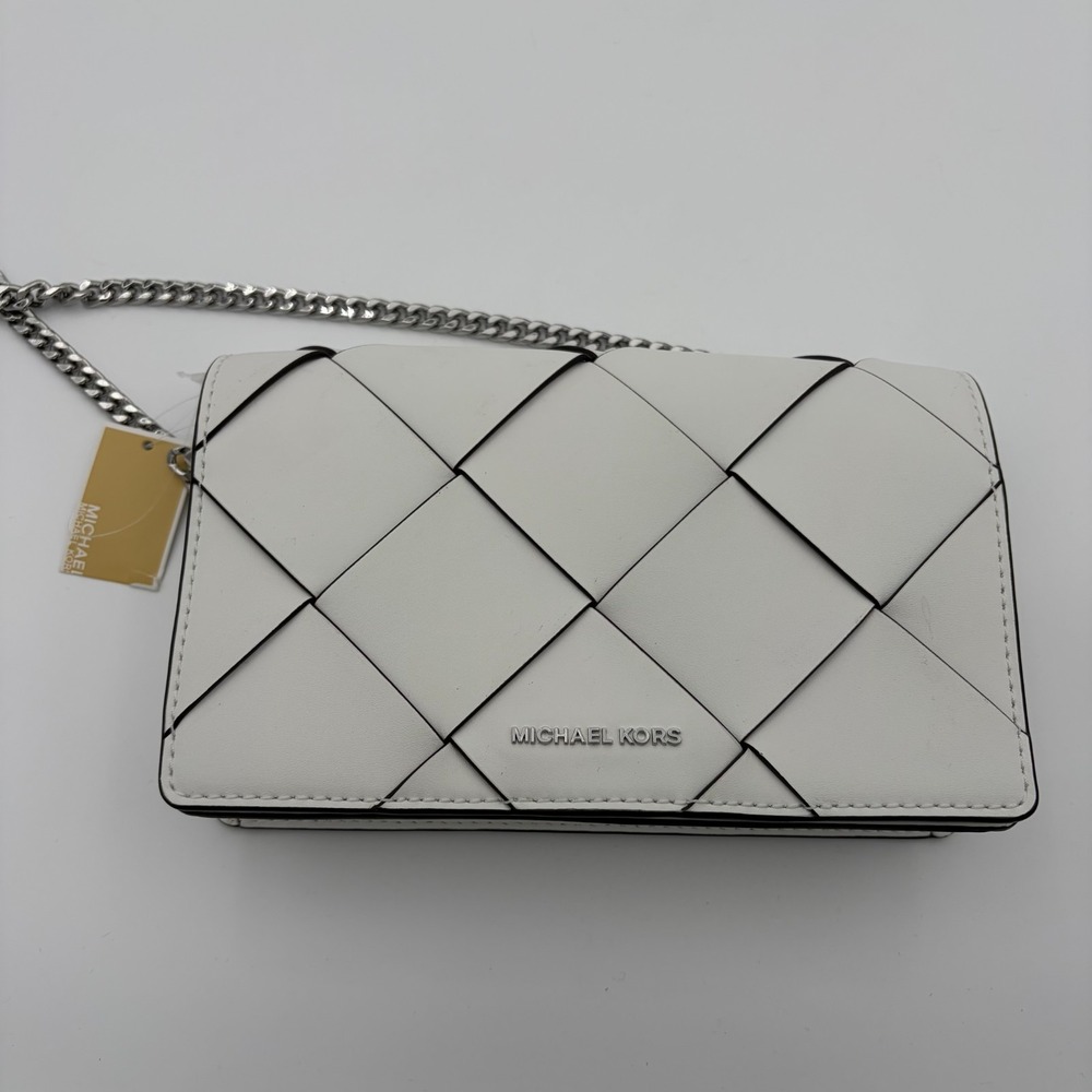 Michael Kors Jet Set Crossbody Bag MD Flap CHN XBODY Optic White